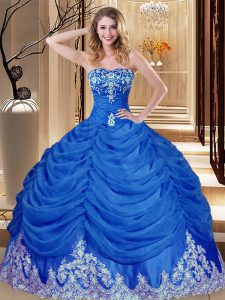 Sweetheart Sleeveless Tulle Sweet 16 Dress Appliques and Pick Ups Lace Up