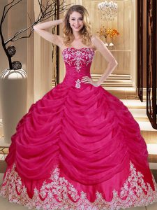 Pretty Tulle Sleeveless Floor Length 15th Birthday Dress and Appliques and Embroidery and Pick Ups